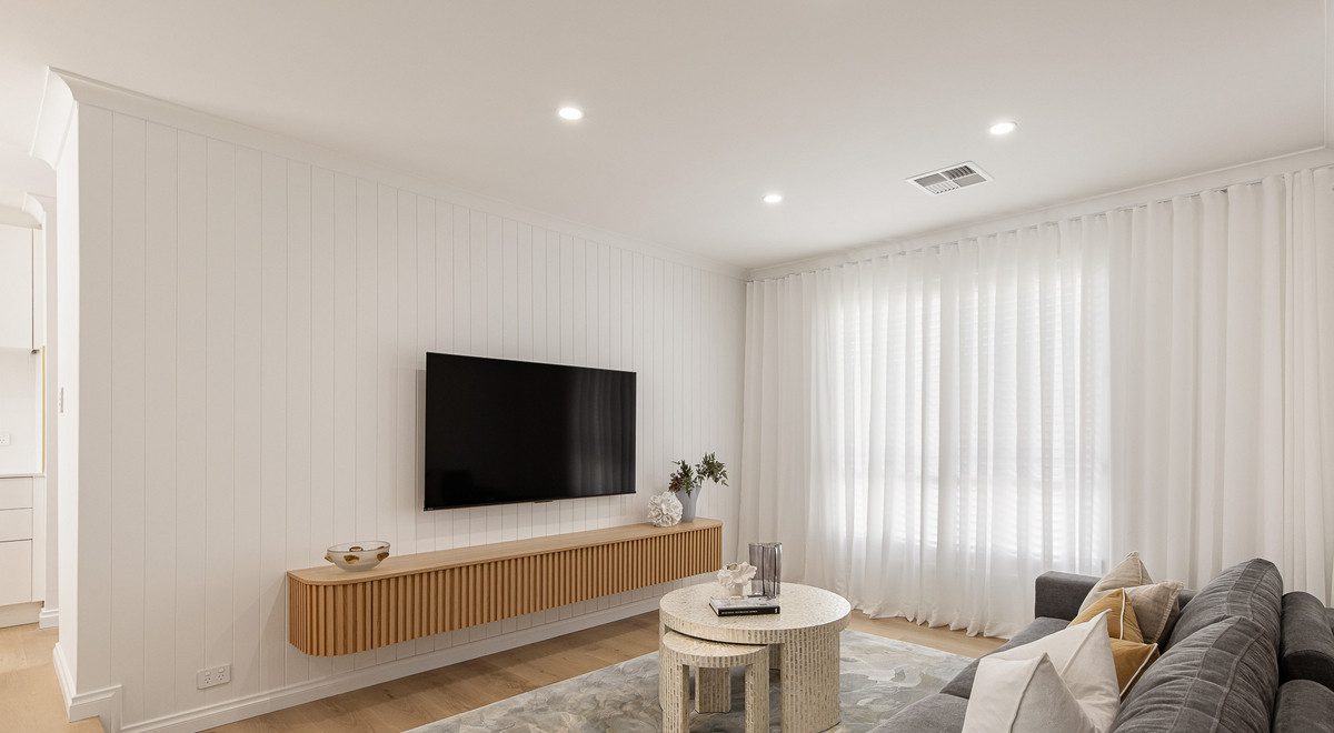 Renovated living room at 4 Gibla Street Mandurah, photographed by Beshay Realty