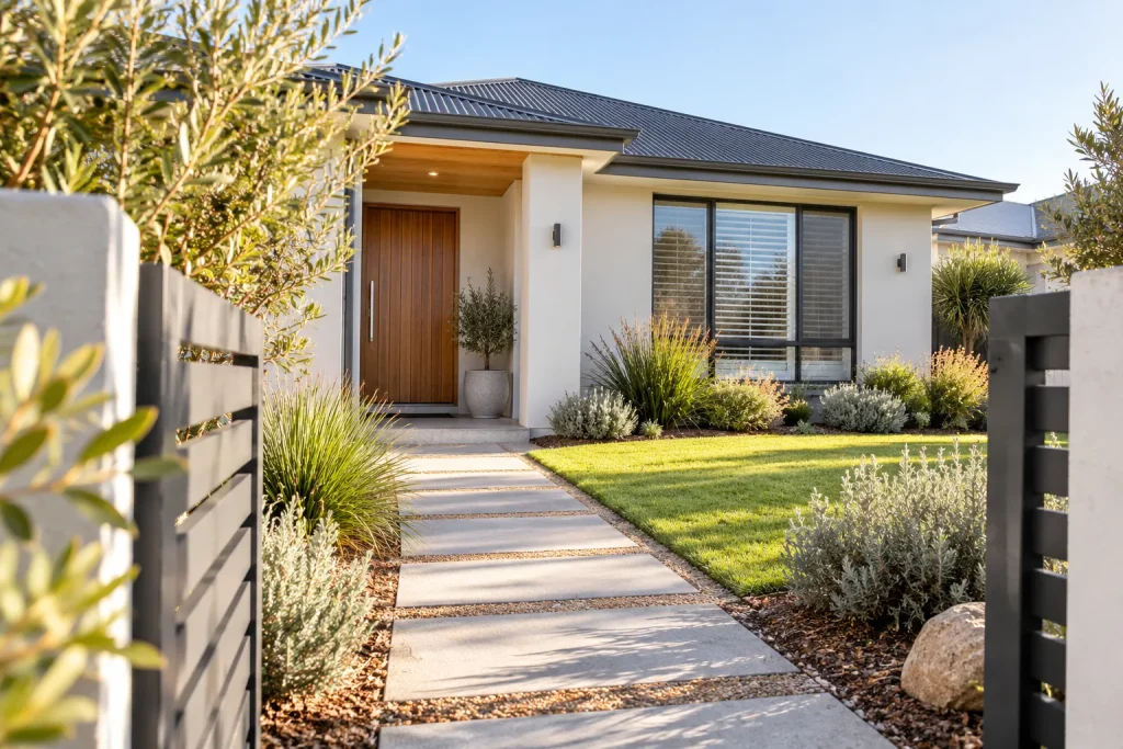 AI-generated illustration of a maintained Western Australian home with a garden path